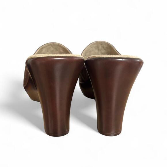 VTG. Y2K TOMMY HILFIGER BROWN LEATHER SANDALS CLOGS  SIZE 11 NEW - Picture 4 of 8